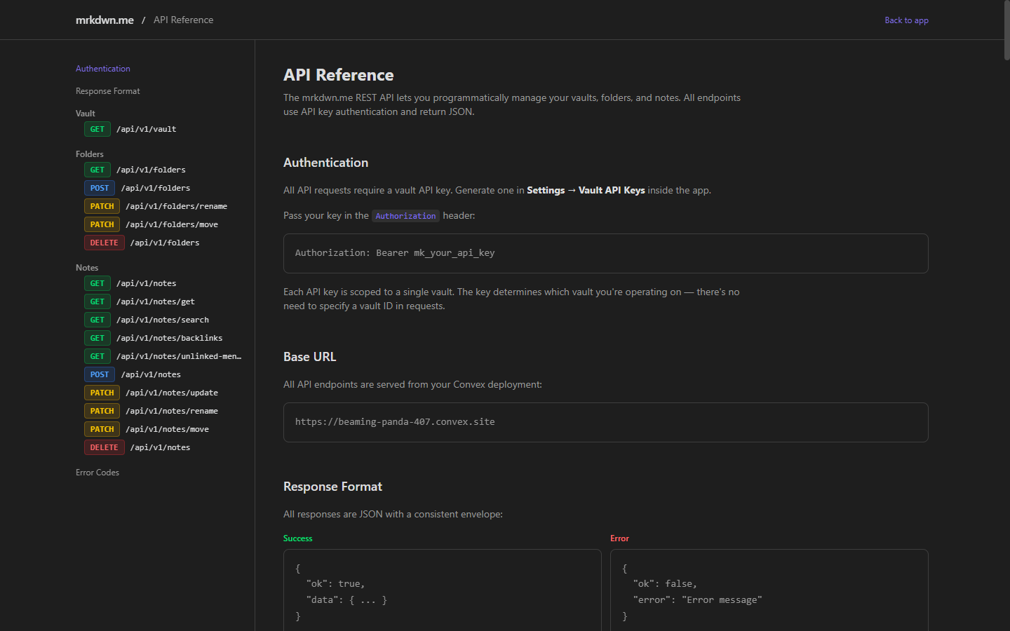 mrkdwn.me API reference documentation page