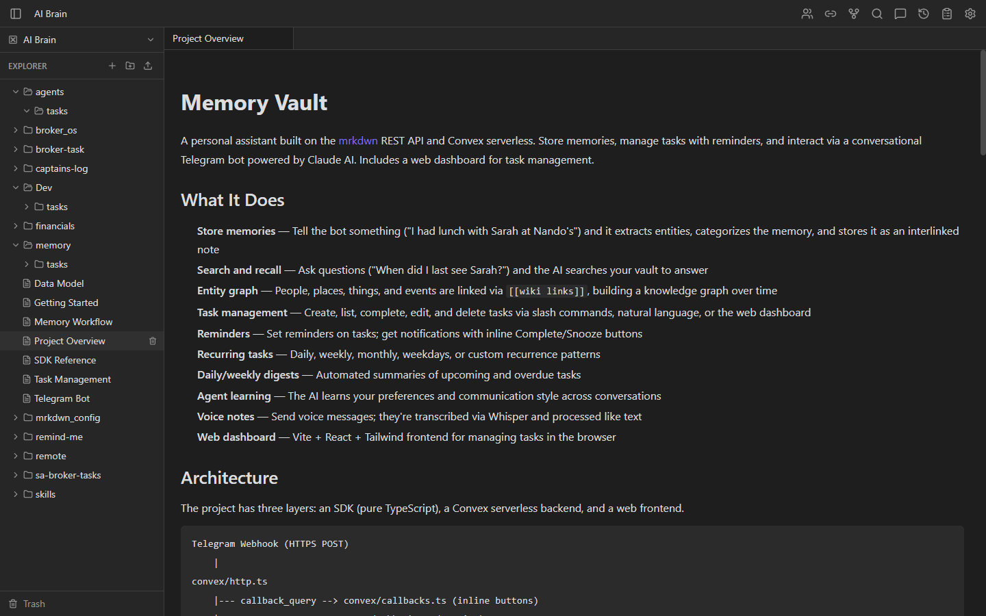 mrkdwn.me workspace in preview mode showing rendered markdown